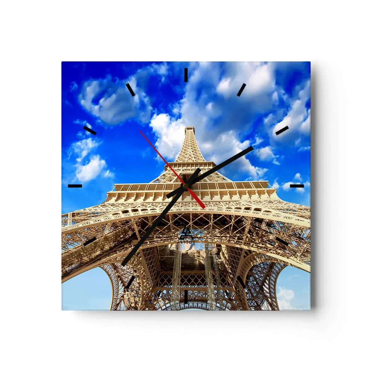 Wall clock - Clock on glass - Reaching Sky and Clouds - 30x30 cm
