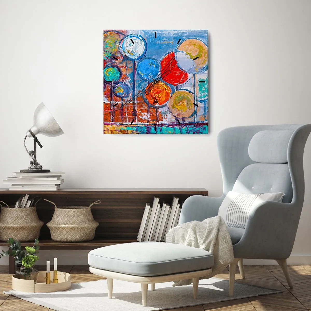 Wall clock - Clock on glass - Lolly Sticks - 30x30 cm