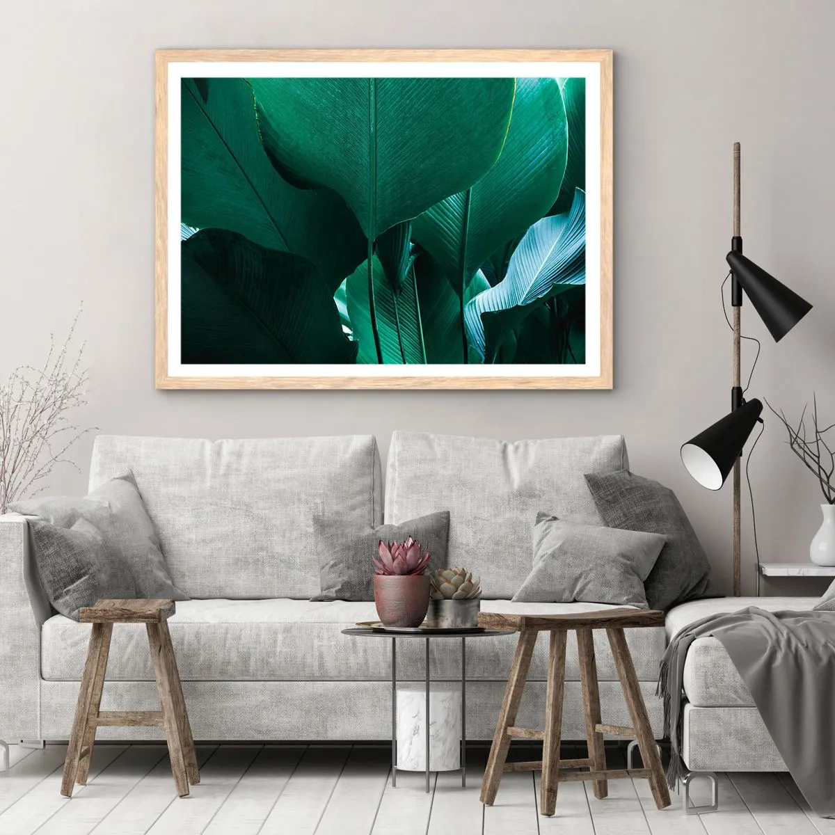 Poster in light oak frame - Turned towards Light - 70x50 cm