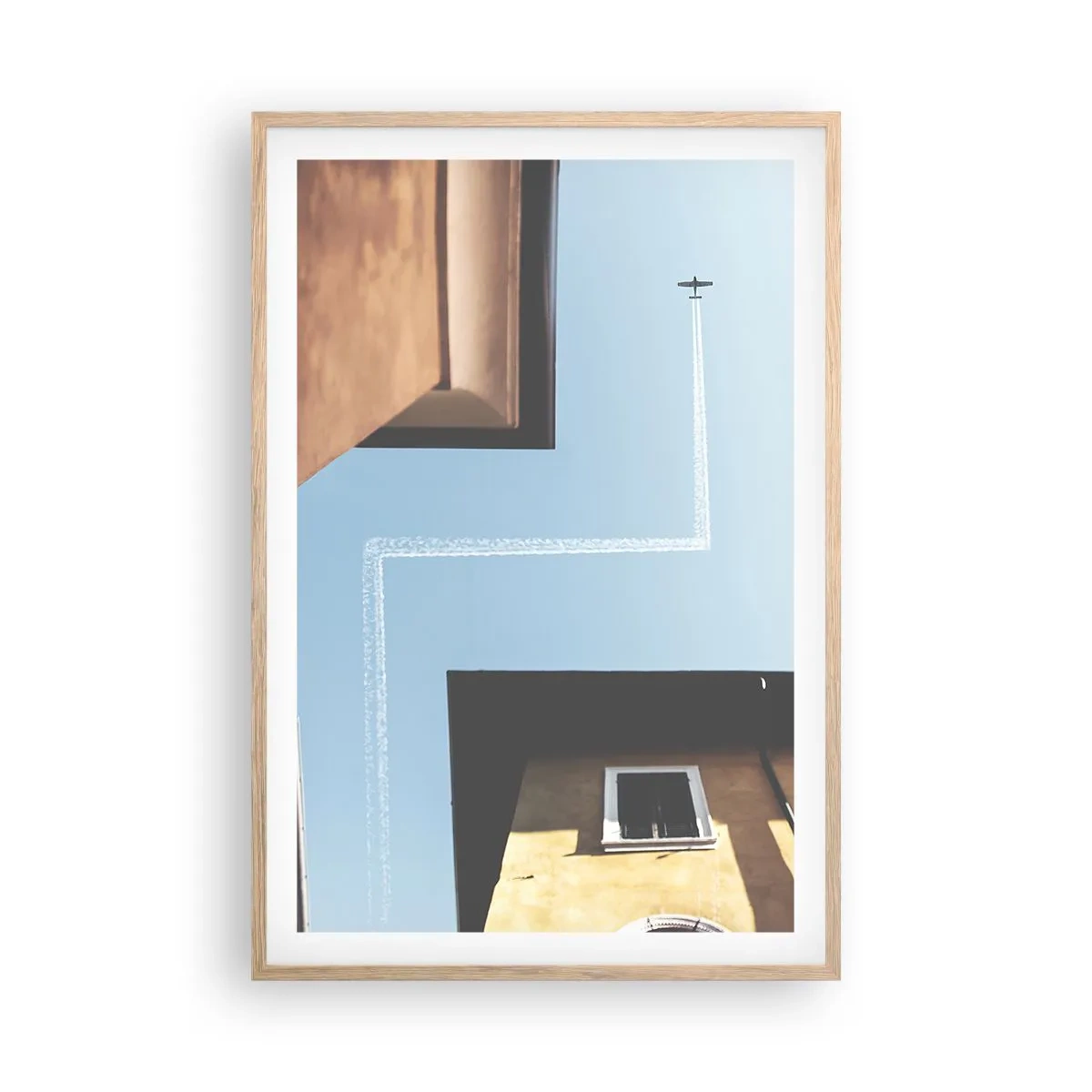 Poster in light oak frame - Above City Maze - 61x91 cm