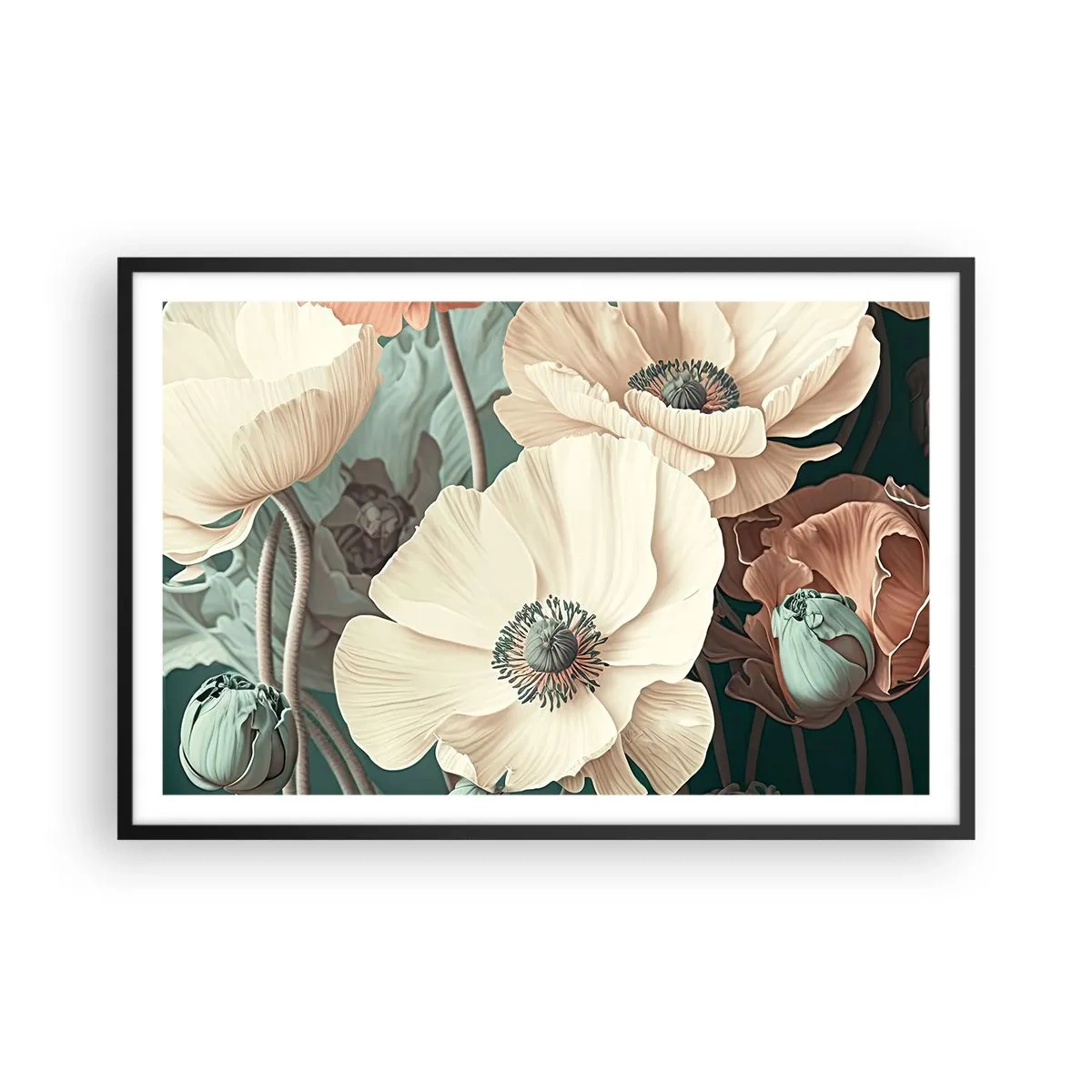 Poster in black frame - Whisper of the Poppies - 91x61 cm