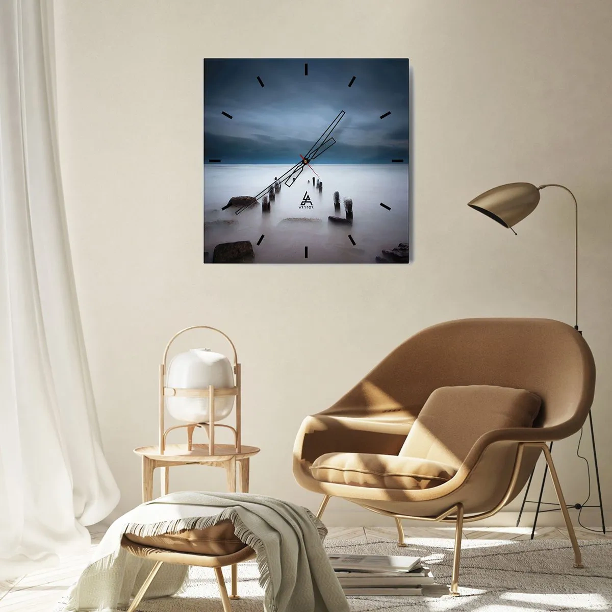 Wall clock - Clock on glass - Pensive Lake - 30x30 cm
