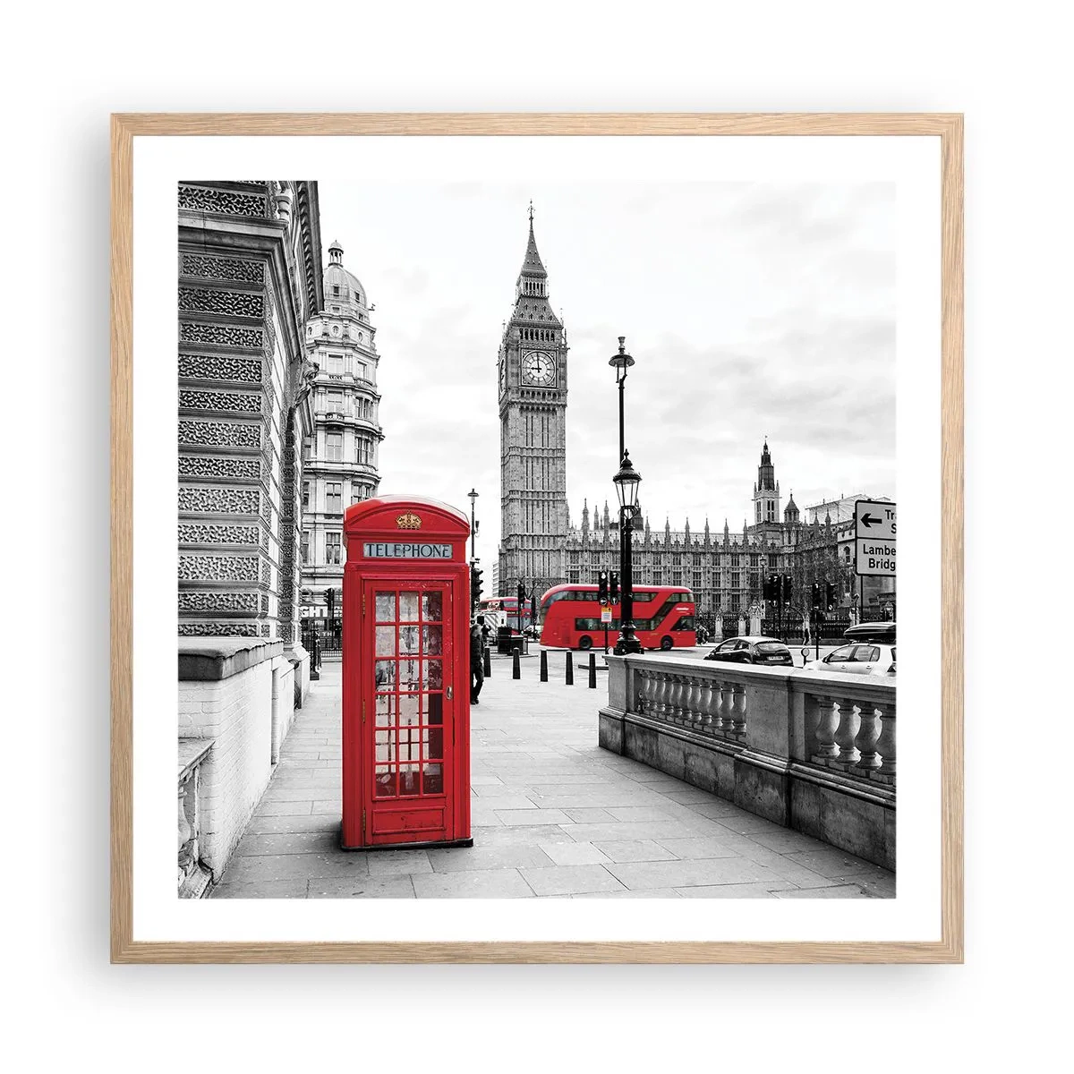 Poster in light oak frame - Undoubtedly London - 60x60 cm