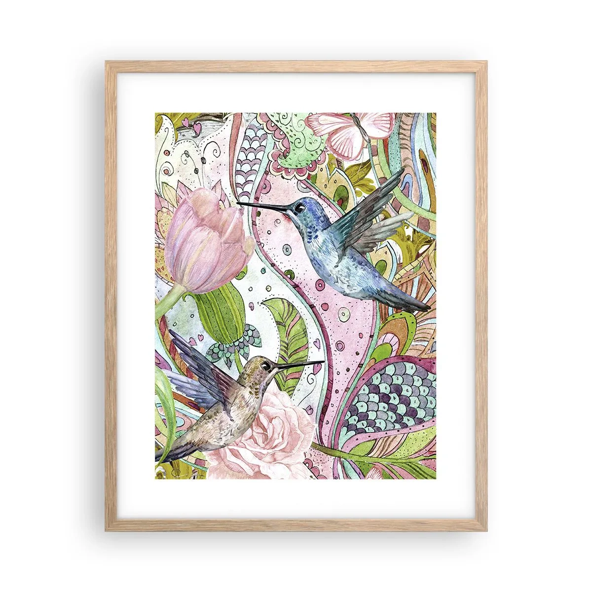 Poster in light oak frame - Entwined in the Vines - 40x50 cm
