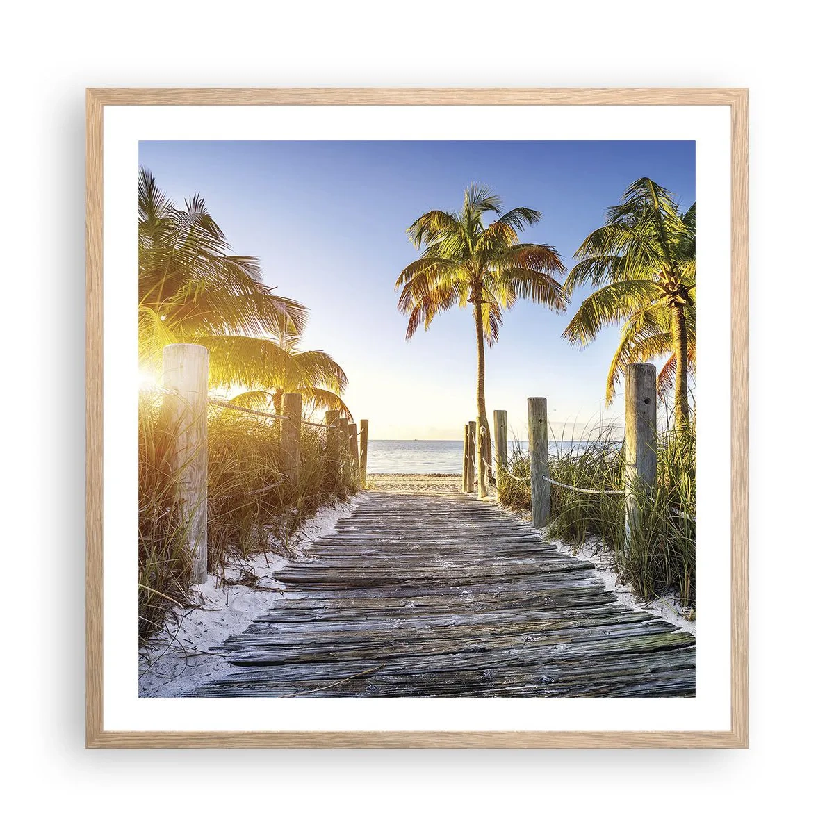 Poster in light oak frame - Straight to Paradise - 60x60 cm