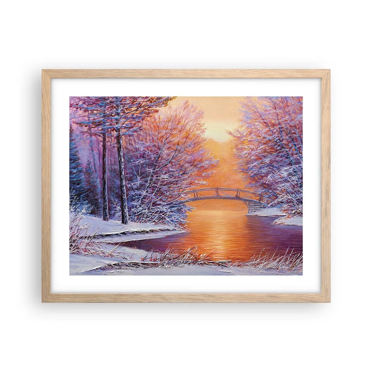 Poster in light oak frame - Let's Meet Here - 50x40 cm