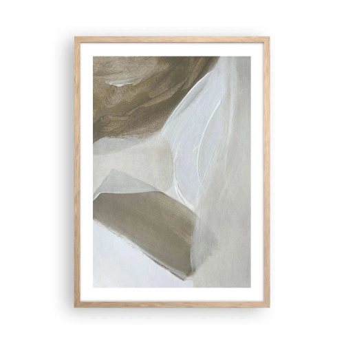 Poster in light oak frame - Waves of White - 50x70 cm