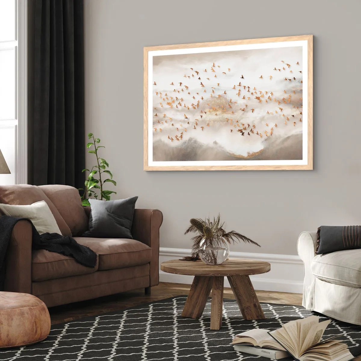 Poster in light oak frame - It Is Time - 91x61 cm