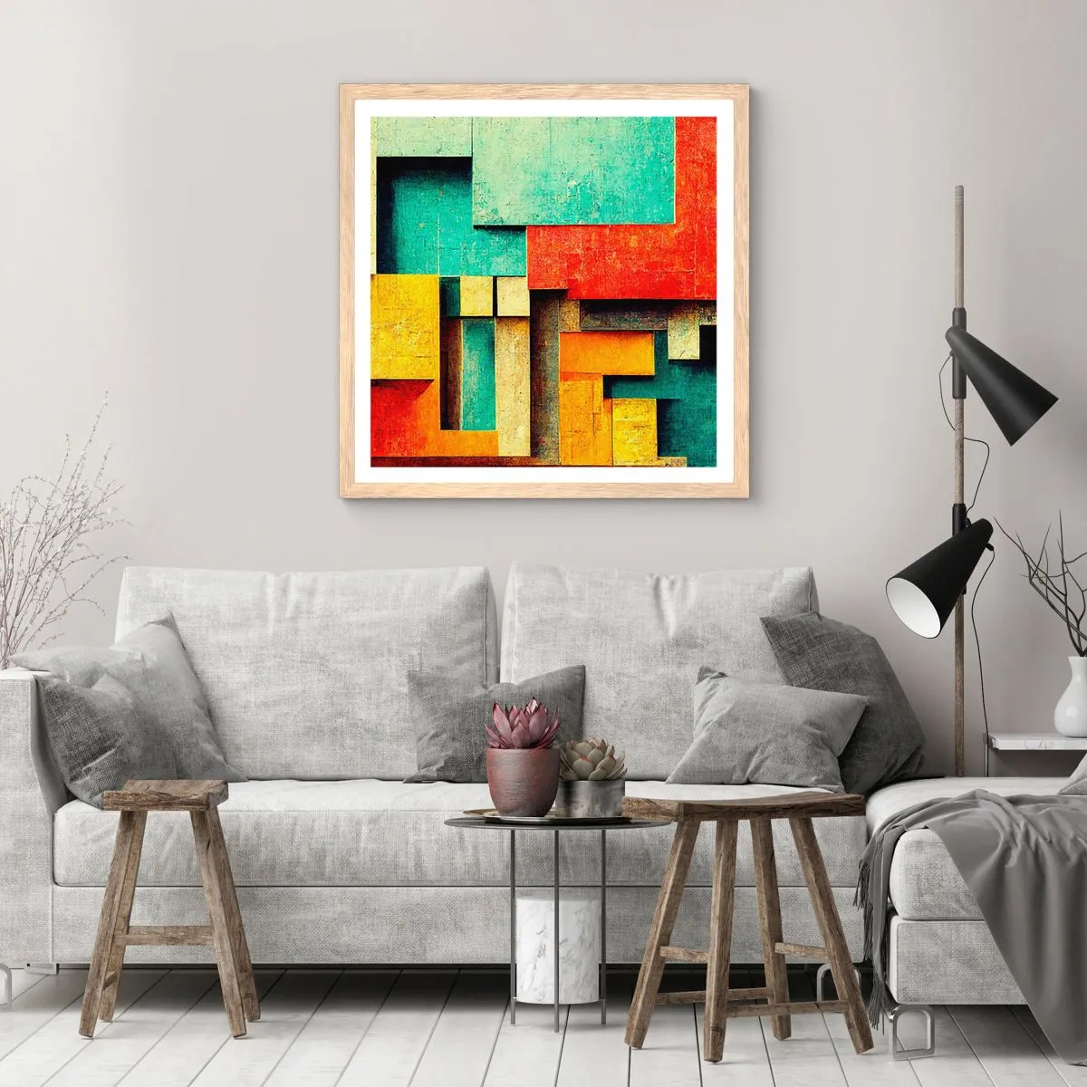 Poster in light oak frame - Festival of Right Angles - 50x50 cm