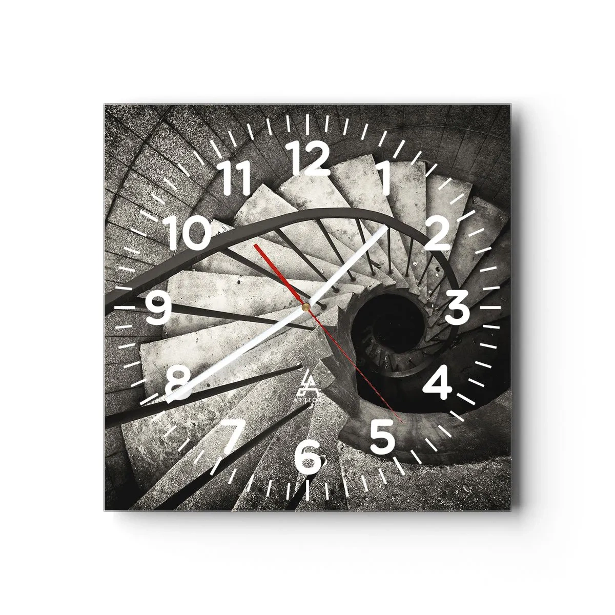 Wall clock - Clock on glass - Up the Stairs and Down the Stairs - 40x40 cm
