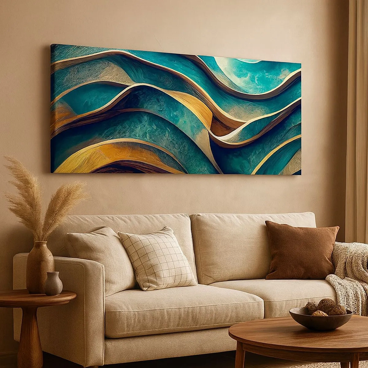 Canvas picture - Meanderings of Blue - 100x40 cm