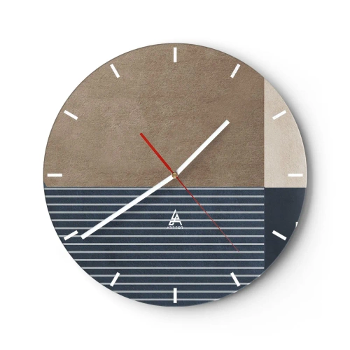 Wall clock - Clock on glass - Composition of Simplicity and Curvature - 40x40 cm