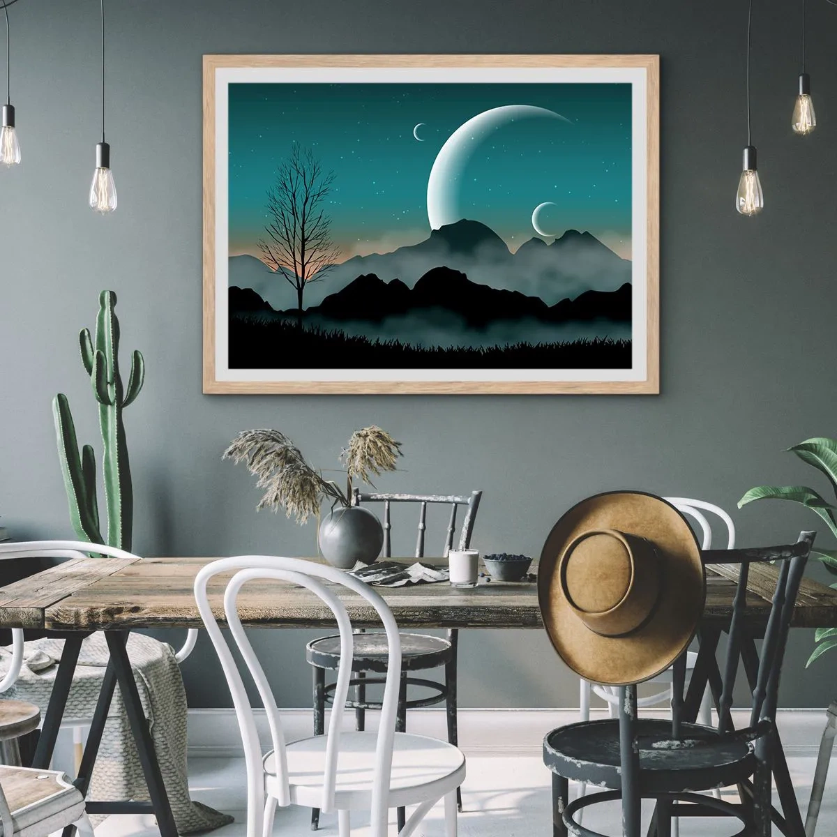 Poster in light oak frame - Carnival of a Starry Night - 40x30 cm