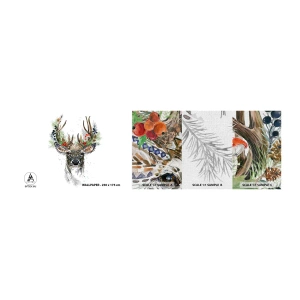 Photo Wallpaper Sample Premium Canvas - In Christmas Attire - Abstraction, Deer, Reindeer - 100x30 cm