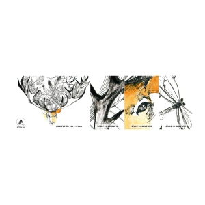 Photo Wallpaper Sample Standard Eco - Cornucopia - Abstraction, Deer, Graphics - 100x30 cm
