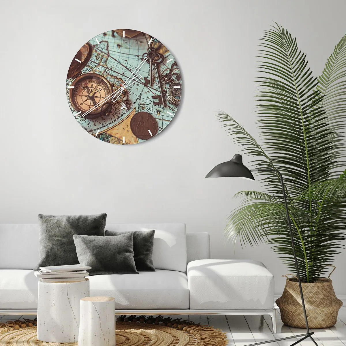 Wall clock - Clock on glass - For Adventurers - 40x40 cm