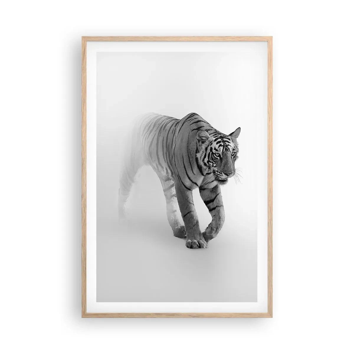 Poster in light oak frame - Crouching in Fog - 61x91 cm