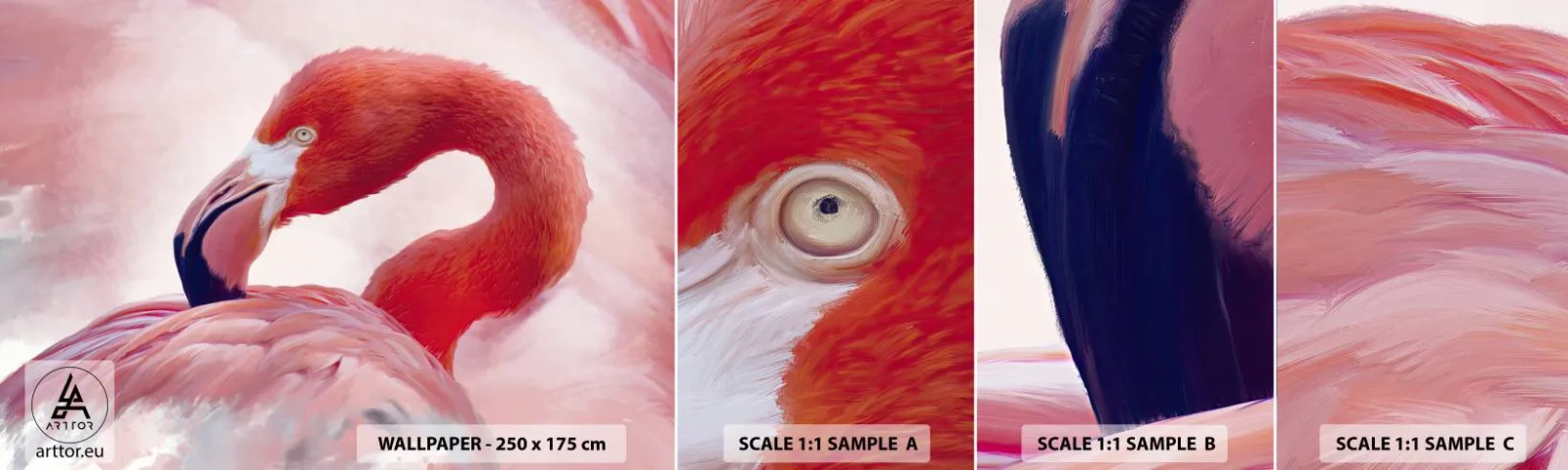 Photo Wallpaper Sample Standard Eco - Bird Look - Flamingo, Bird, Nature - 100x30 cm