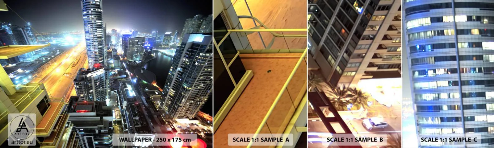 Photo Wallpaper Sample Self-Adhesive Deluxe Sticker - Miracle in the Desert - City, Dubai, Architecture - 100x30 cm