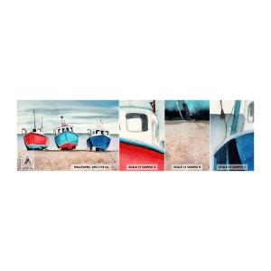 Photo Wallpaper Sample Self-Adhesive Deluxe Sticker - Ready for Fishing - Nautical, Seaside, Fishing Cutters - 100x30 cm