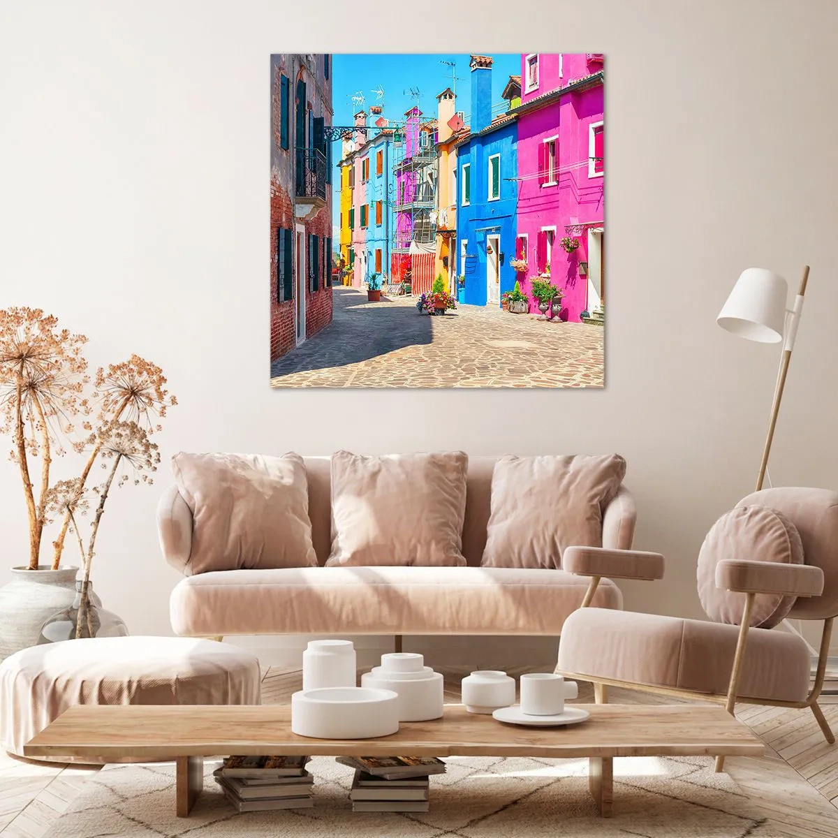Canvas picture - Town Bursting with Colours - 30x30 cm