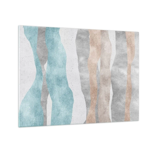Glass picture - Delicate stripes in shades of beige and blue - 70x50cm - Study of Continuity - Modern wall decoration for the living room and bedroom ARTTOR