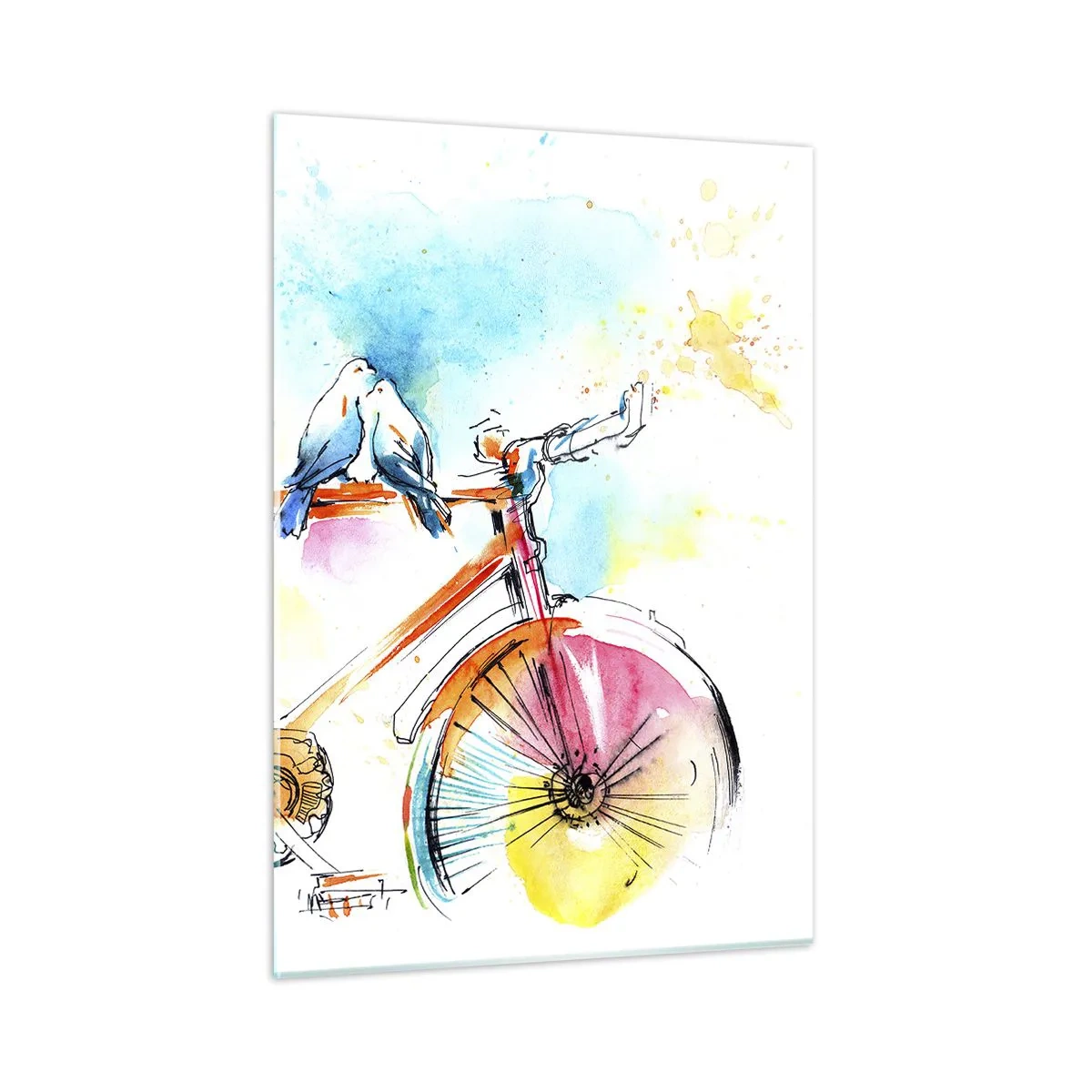 Glass picture - Together on a Bike - 50x70 cm
