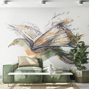 Photo Wallpaper Premium Canvas - On The Wings Of Poetry - Abstraction, Bird, Book - 250x175 cm