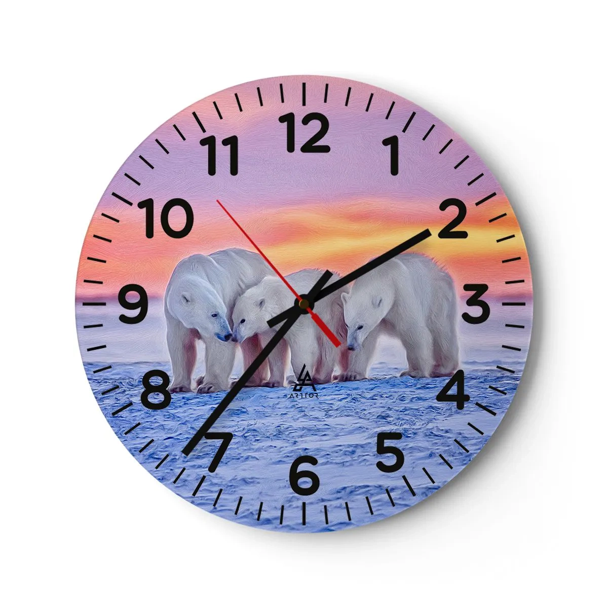 Wall clock - Clock on glass - Family Warmth Is Enough - 30x30 cm