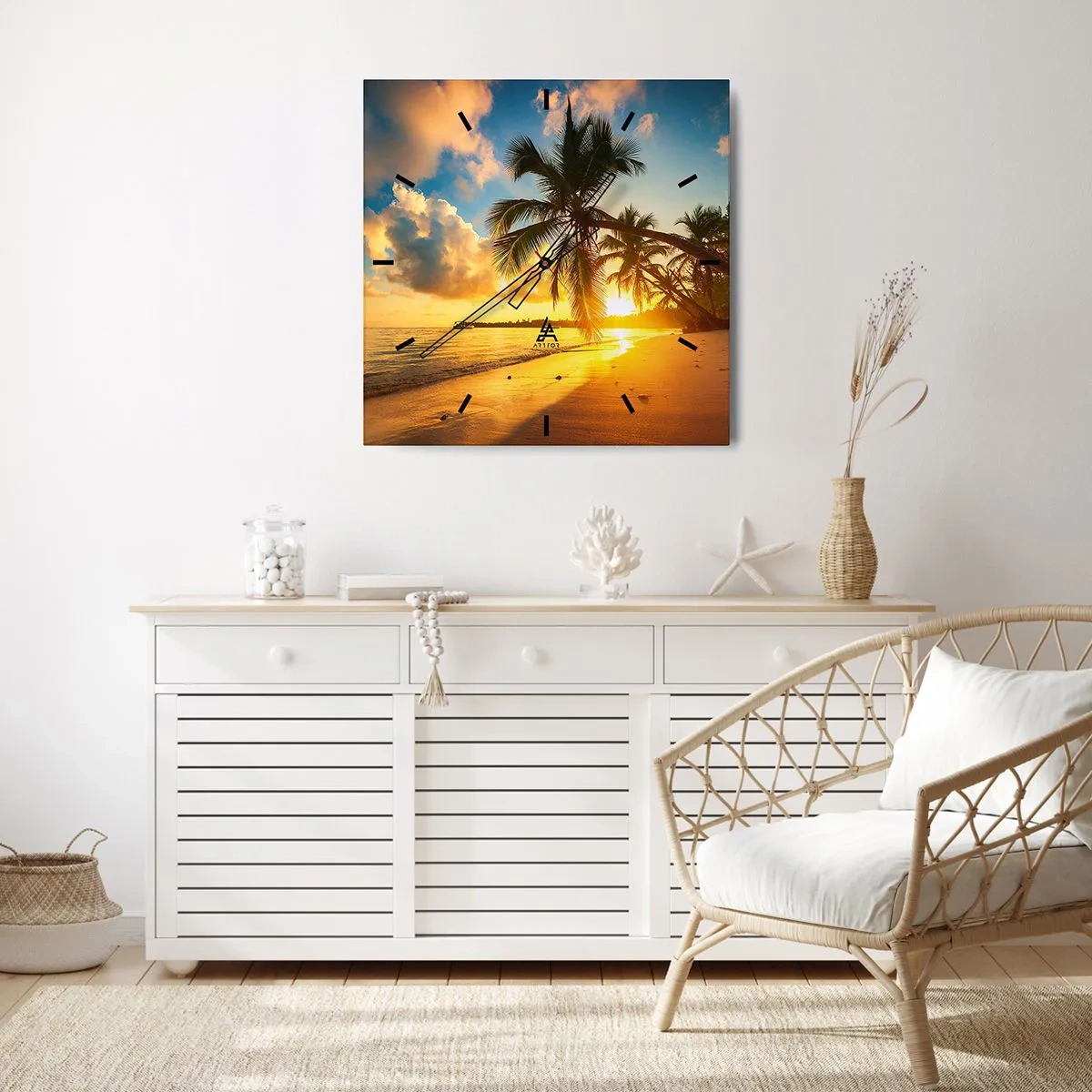 Wall clock - Clock on glass - Caribbean Dream - 40x40 cm