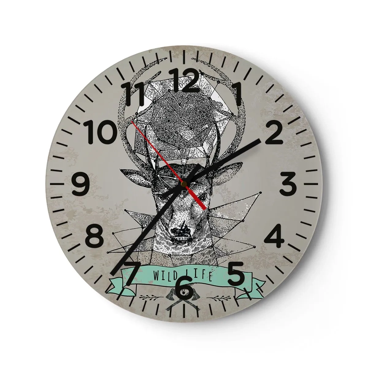 Wall clock - Clock on glass - Vision of St Hubert - 40x40 cm