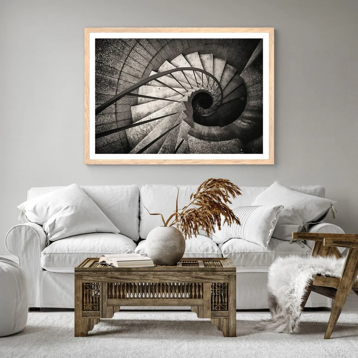 Poster in light oak frame - Up the Stairs and Down the Stairs - 50x40 cm