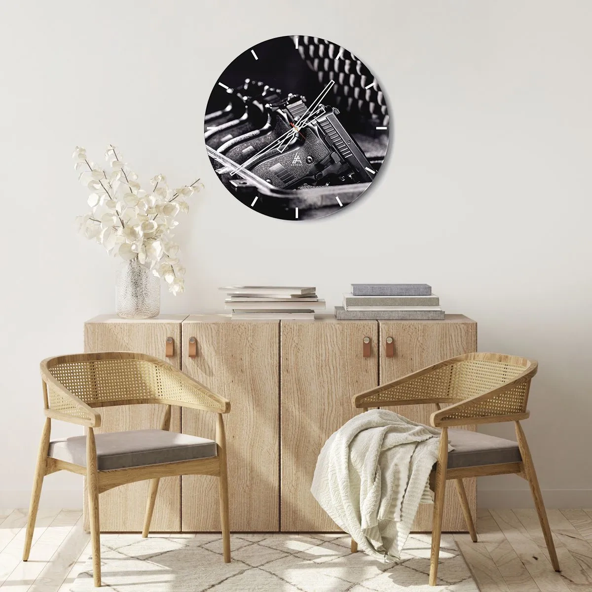 Wall clock - Clock on glass - Male Sport - 30x30 cm