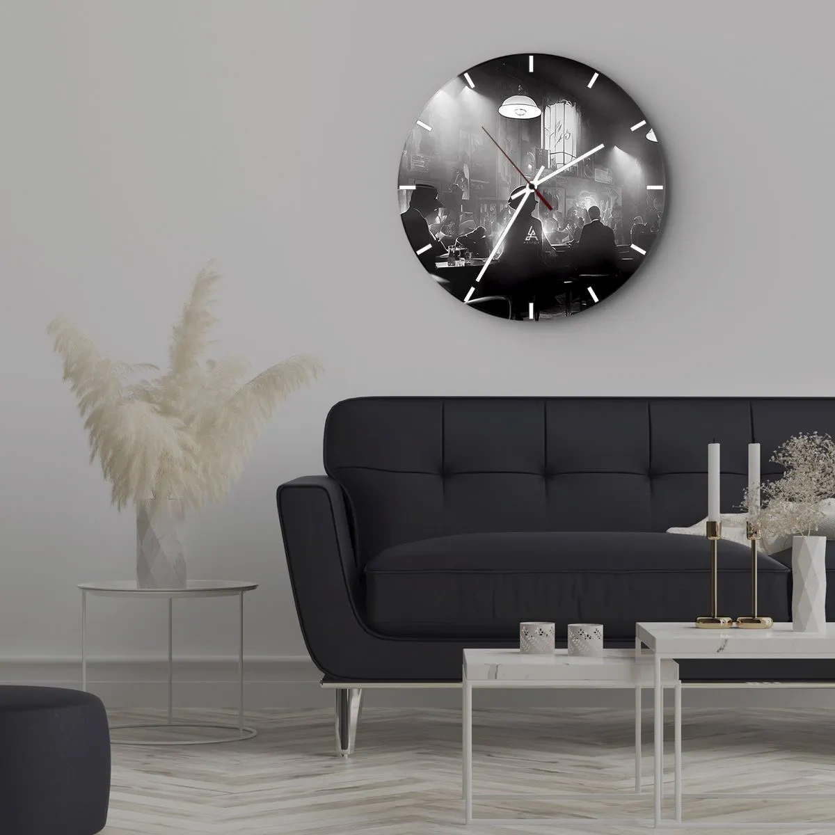 Wall clock - Clock on glass - In Jazz Ambiance - 40x40 cm
