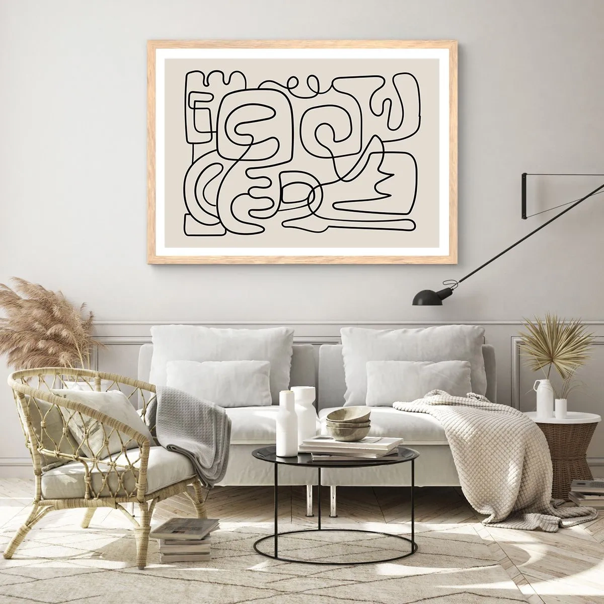 Poster in light oak frame - Tracing - 100x70 cm