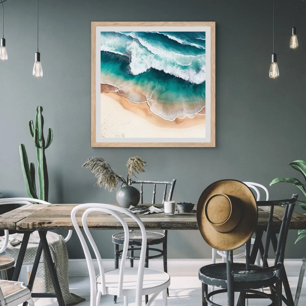 Poster in light oak frame - Eternal Encounter - 40x40 cm