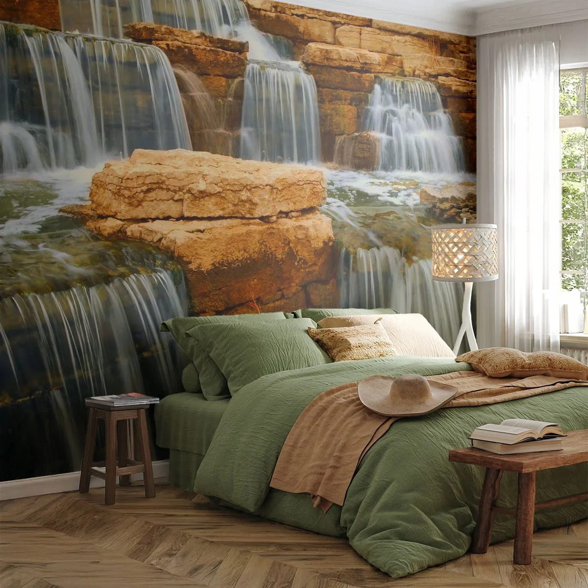 Photo Wallpaper Premium Sand - Stairway to Heaven - Waterfall, Nature, Landscape - 300x210 cm