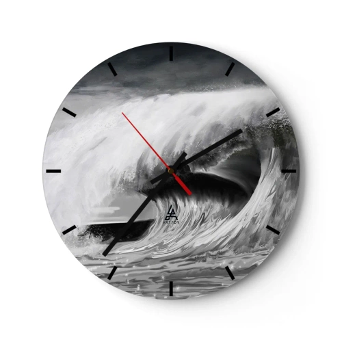Wall clock - Clock on glass - Wrath of the Ocean - 40x40 cm