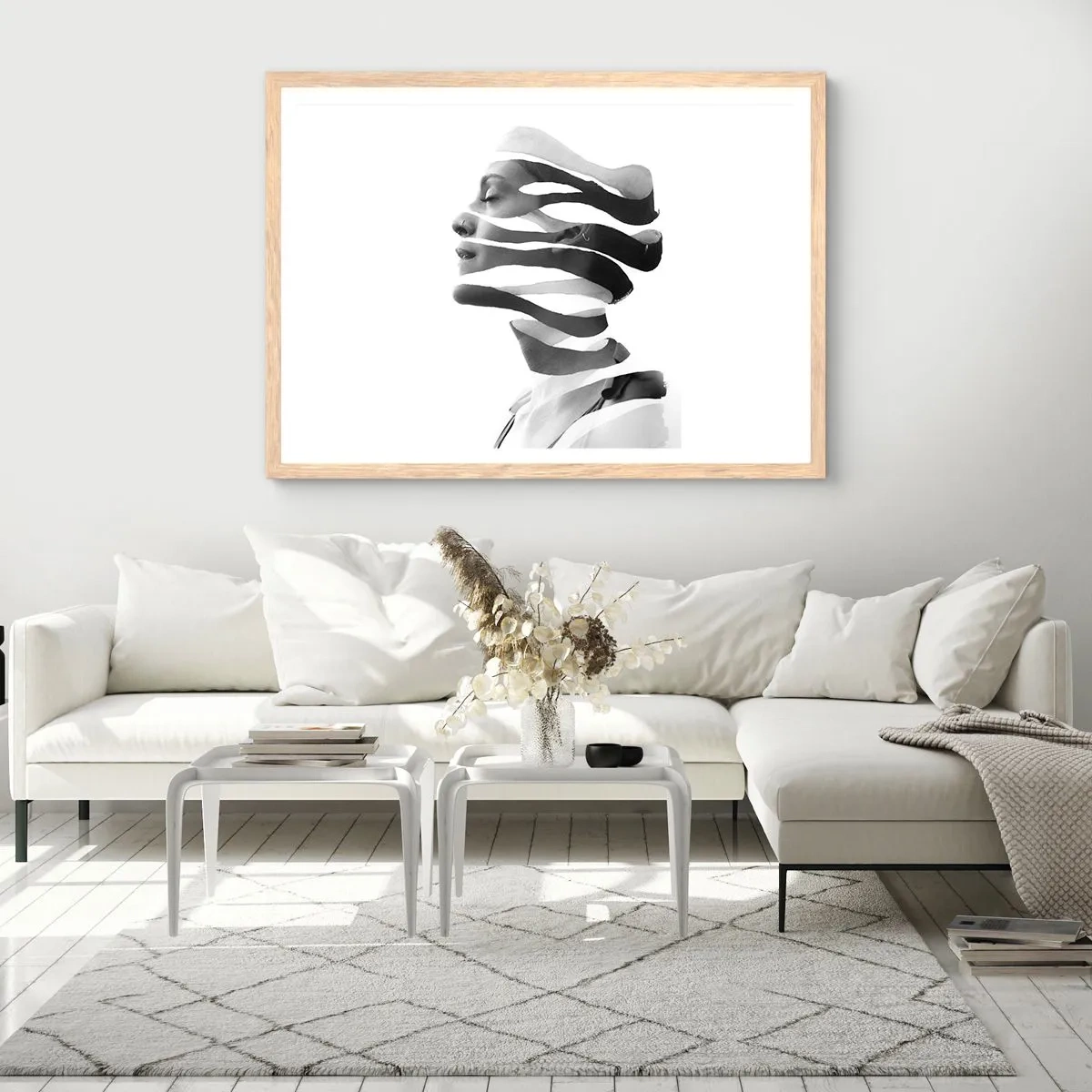Poster in light oak frame - Surrealistic Portrait - 91x61 cm