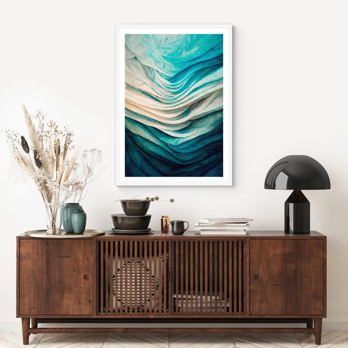 Poster in white frmae - Blue Insatiability - 50x70 cm