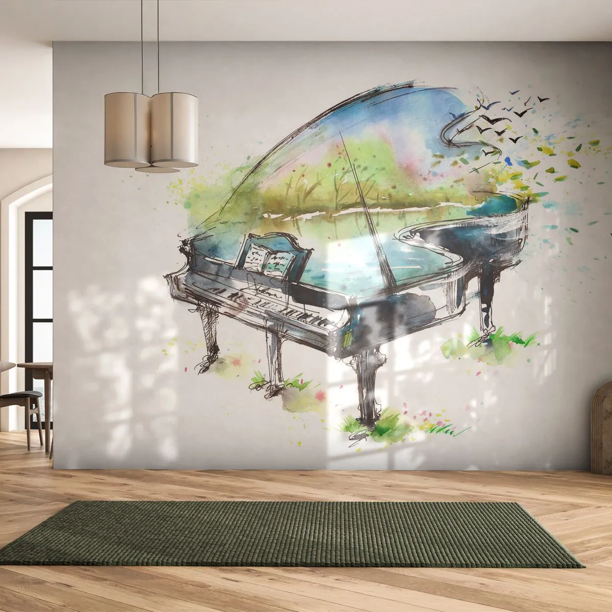 Photo Wallpaper Standard Eco - Enchanted in Music - Piano, Abstraction, Music - 450x315 cm