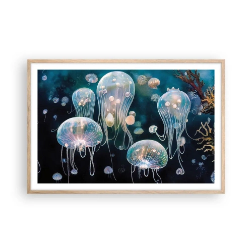 Poster in light oak frame - Underwater Ball - 91x61 cm