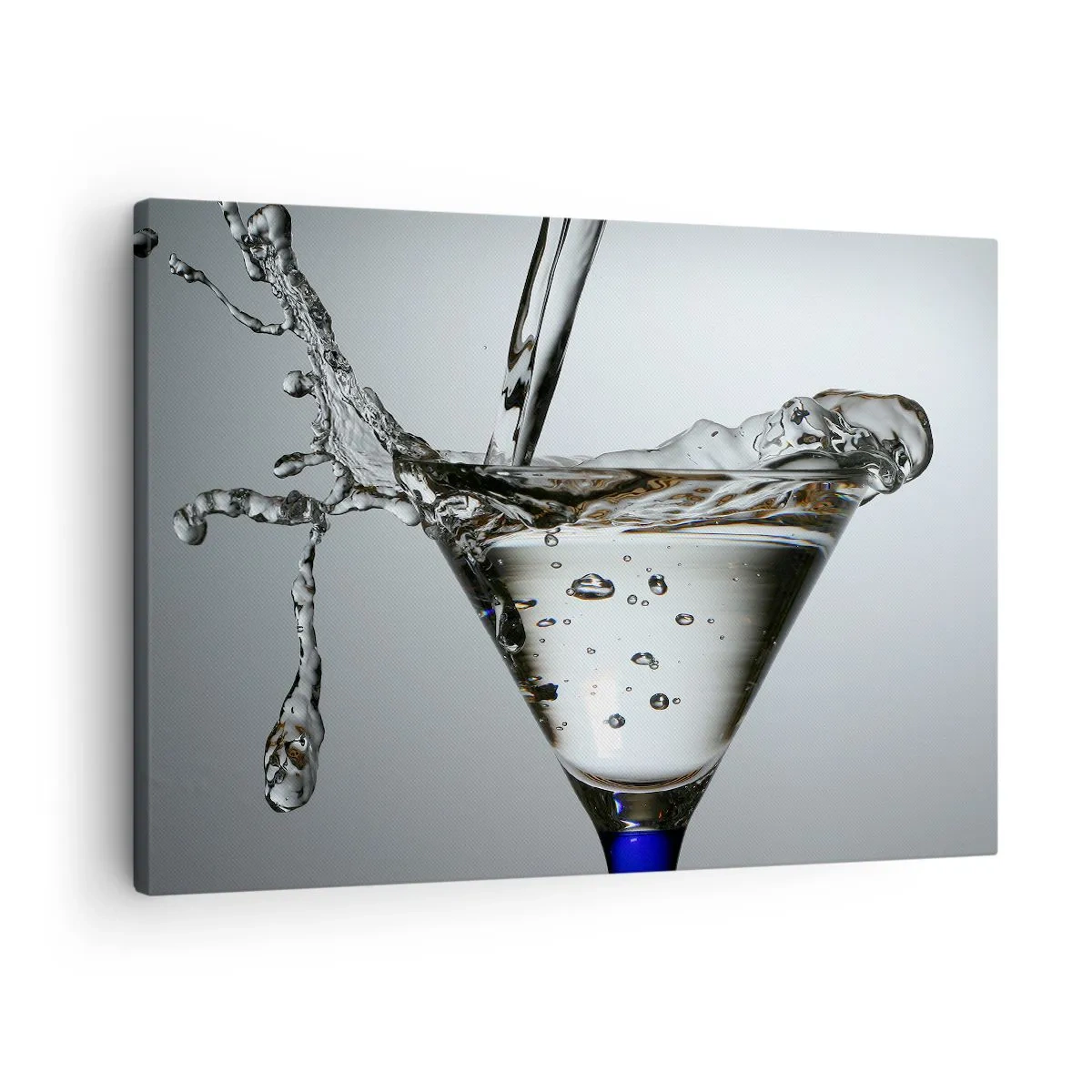 Canvas picture - Martini glass with dynamic water splash on a light background. - 70x50cm - On the Brim of a Glass - Modern wall decoration for the living room and bedroom ARTTOR