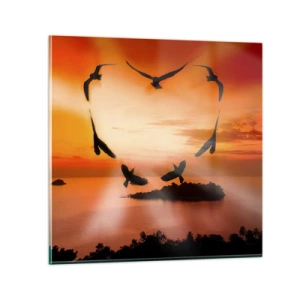 Glass picture - Love the World Like Birds - 60x60 cm