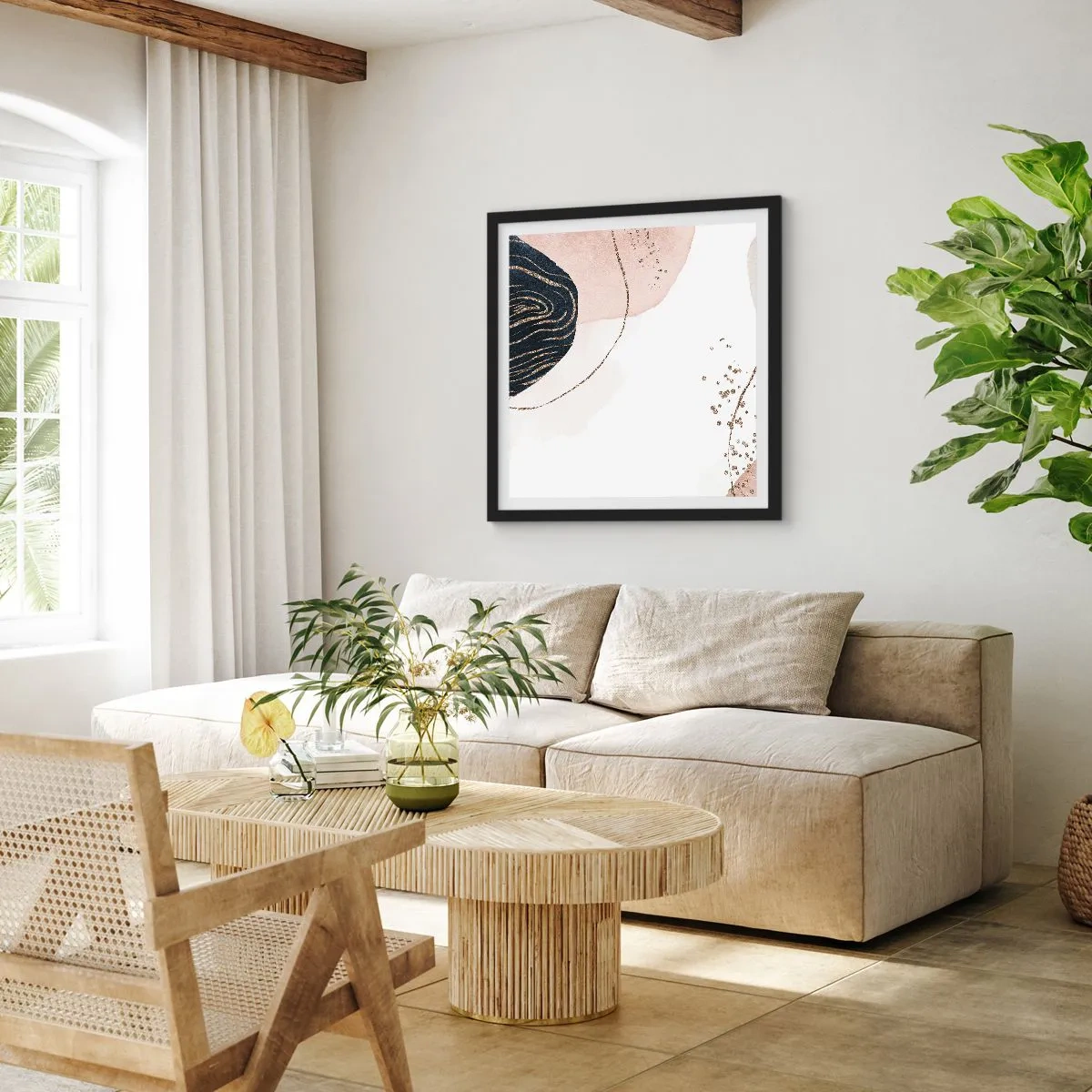 Poster in black frame - Everything Flows - 60x60 cm