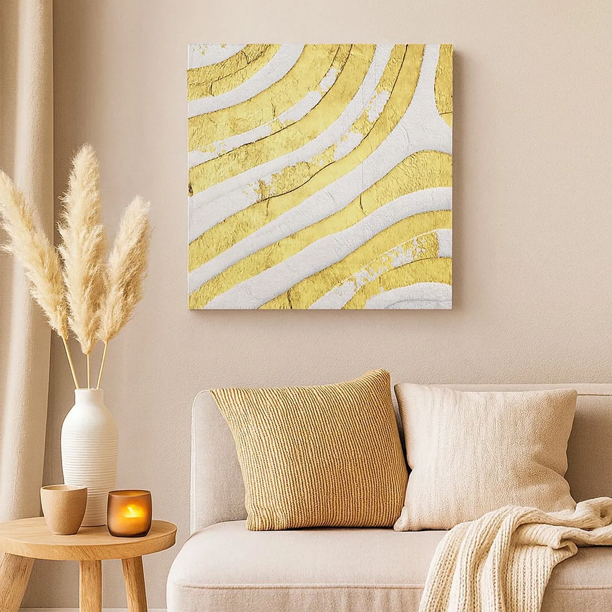 Canvas picture - Composition in White and Gold - 30x30 cm