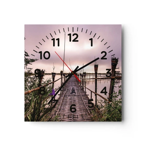 Wall clock - Clock on glass - Peace and Quiet of Asia - 30x30 cm