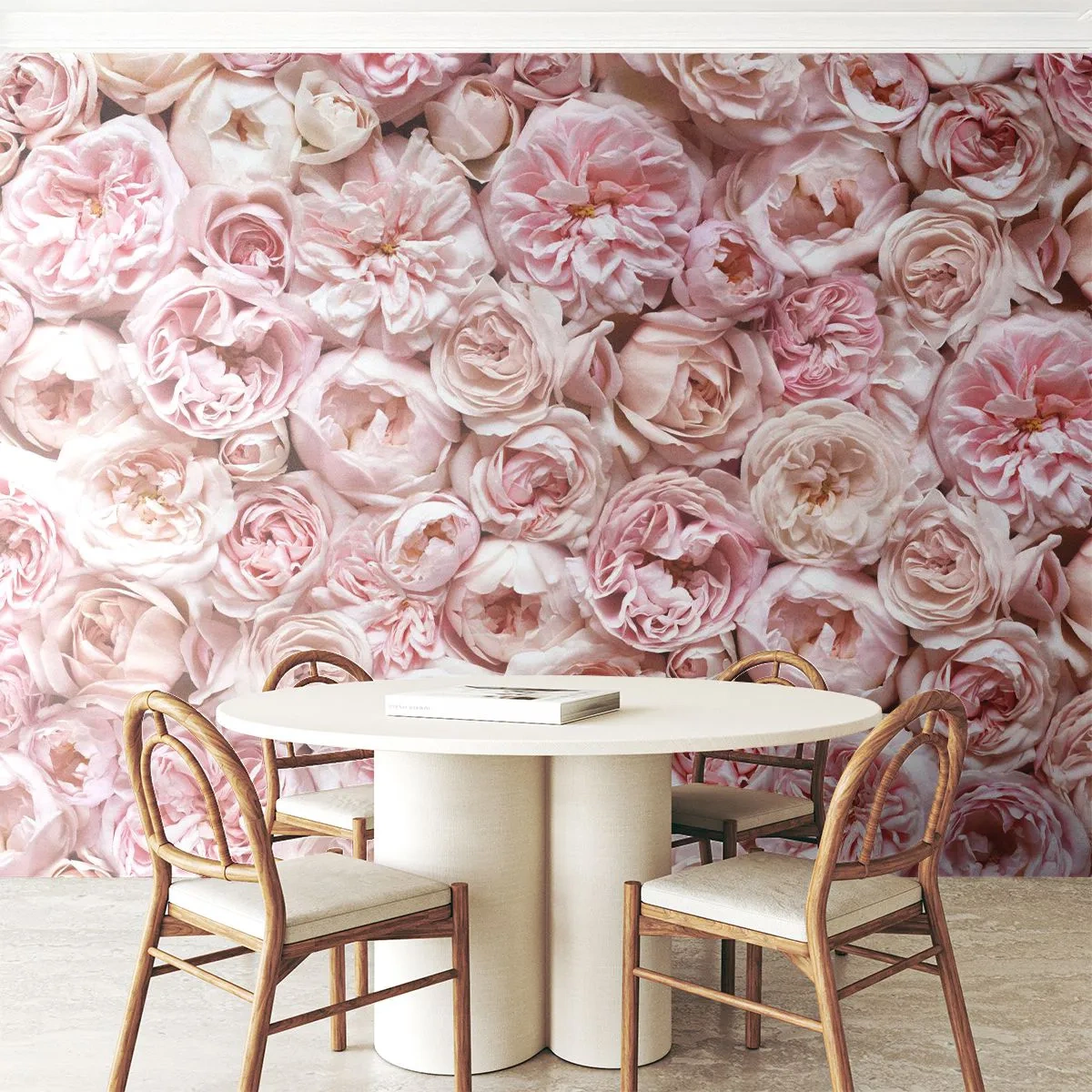 Self-Adhesive Photo Wallpaper Deluxe Sticker - Decked with Roses - Flowers, Pastel, Roses - 200x140 cm