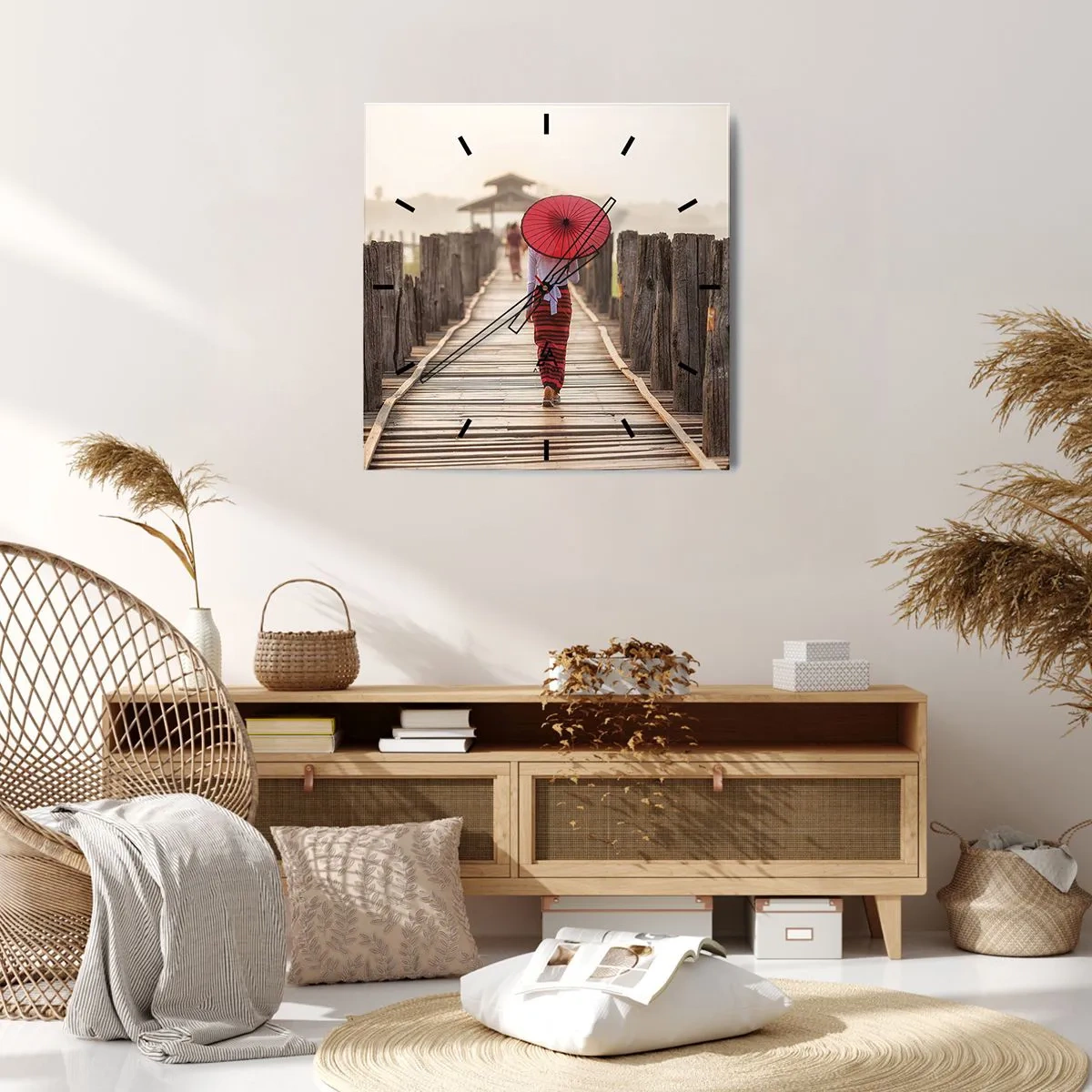 Wall clock - Clock on glass - On an Old Bridge - 30x30 cm