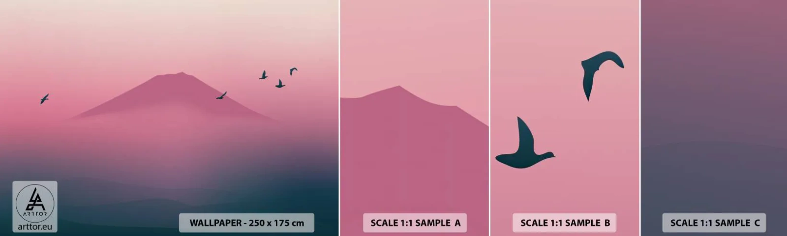 Photo Wallpaper Sample Standard Eco - Wanderers above Clouds - Abstraction, Landscape, Top of the mountain - 100x30 cm